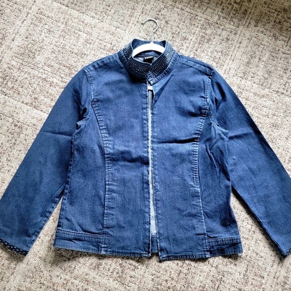 Eileen Fisher Jackets & Blazers - Eileen Fisher Open‎ Front High Collar Soft Denim Jacket Small